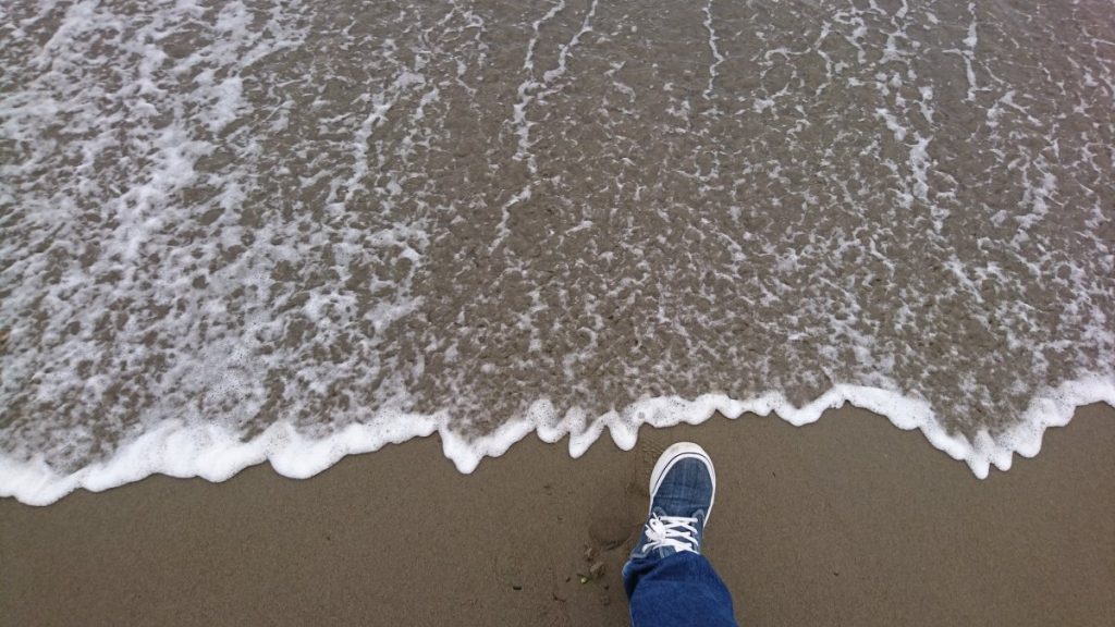 Playing in the waves at the beach