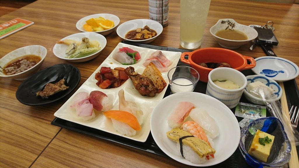 A variety of dishes selected at the buffet