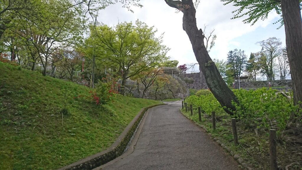 The slope leading to the main enclosure