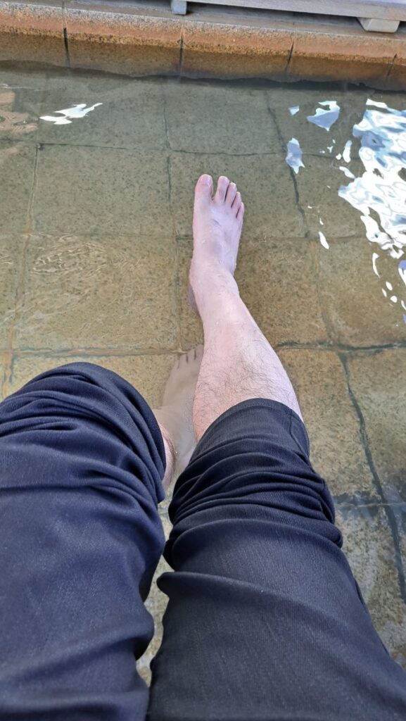 Legs soaking in a footbath