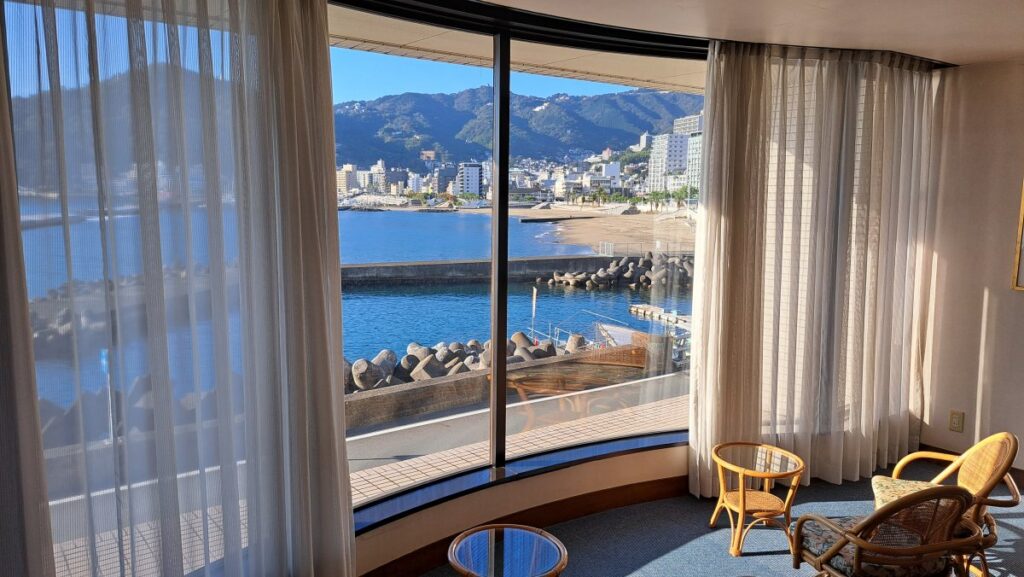 The Atami coast seen from the stair landing.