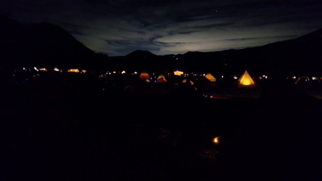 It is pitch black at night.