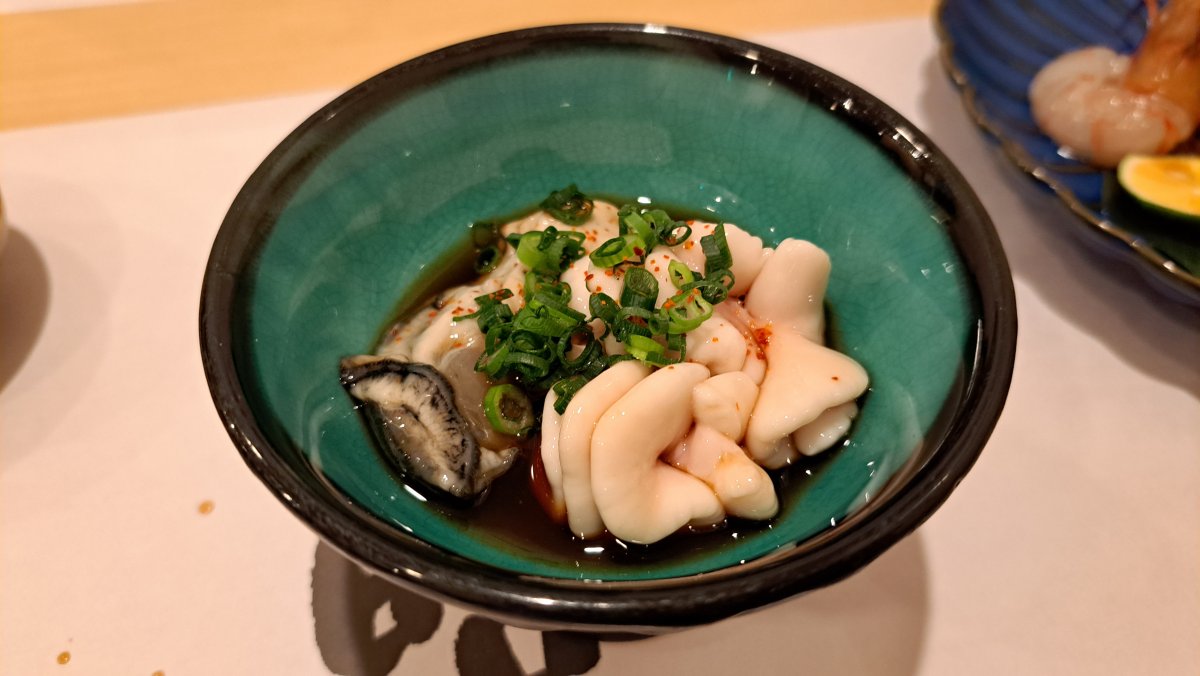 Cod Milt and Oysters with Ponzu Sauce