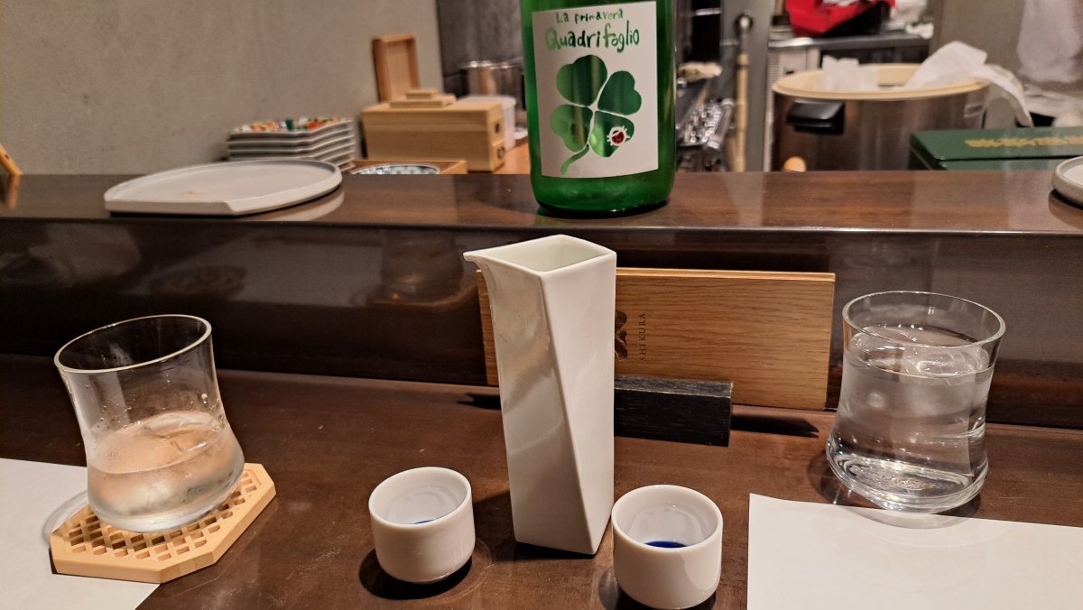 Enjoying Sake at Sushi Shikura