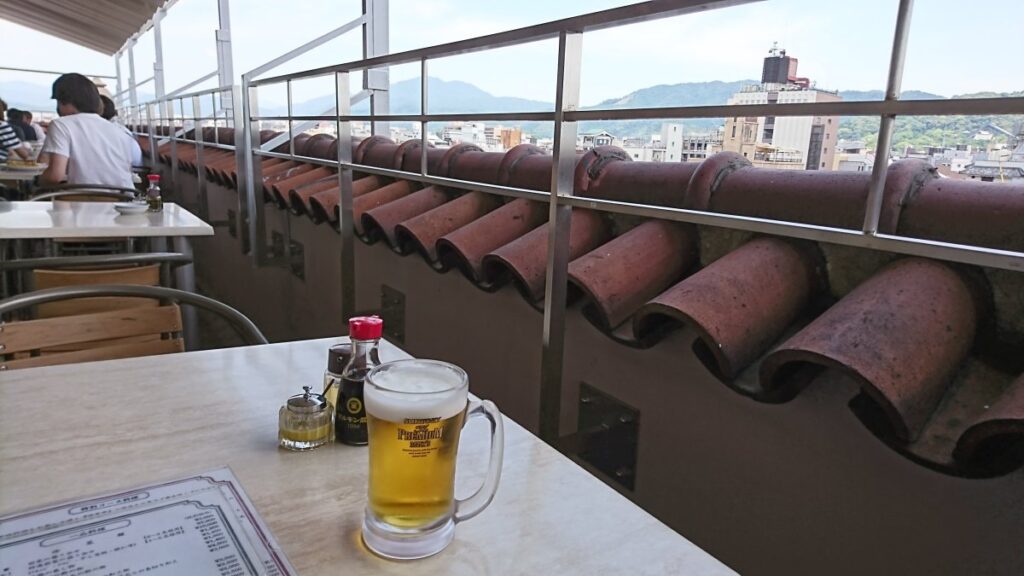 Terrace seating on the upper floor