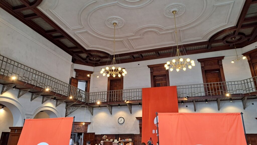 The interior and ceiling of the Iwate Bank Red Brick Building