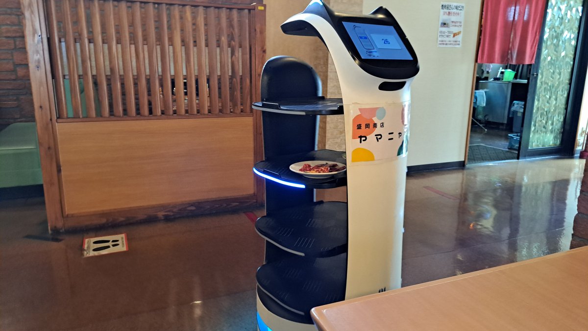 Spacious store interior and an automated robot