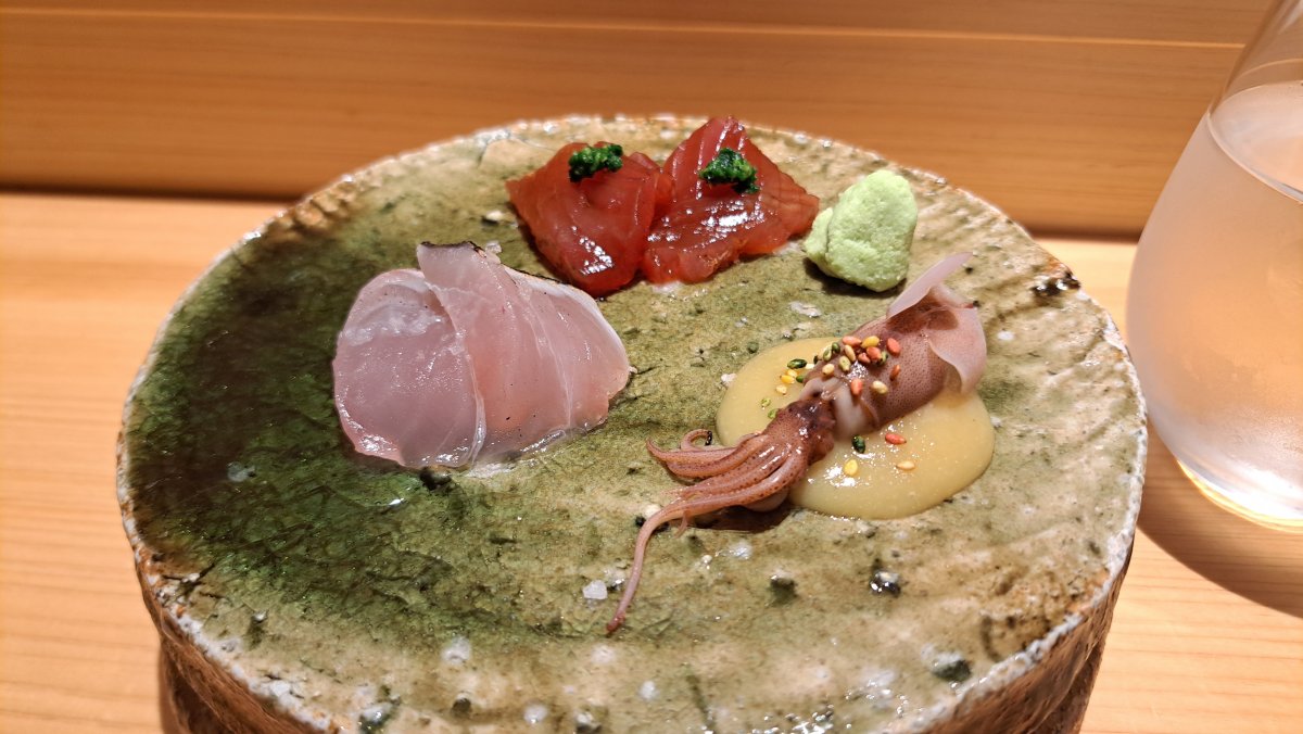 Sashimi (Spanish Mackerel and Tuna) and Firefly Squid