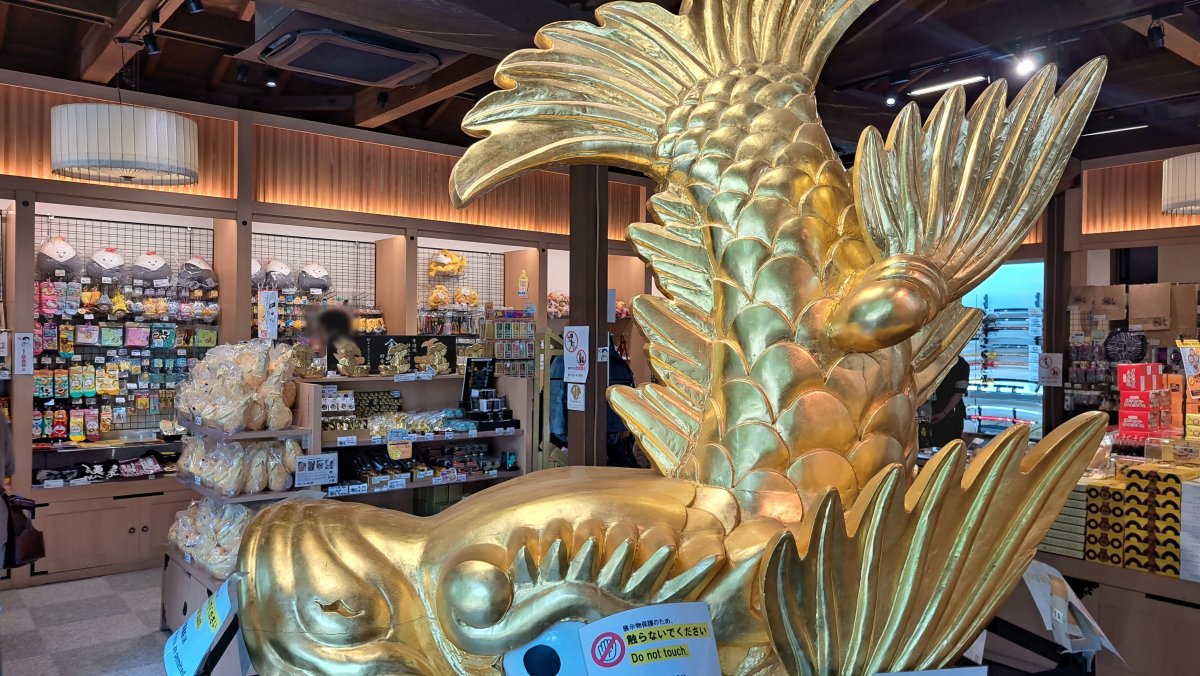 Life-sized golden shachihoko