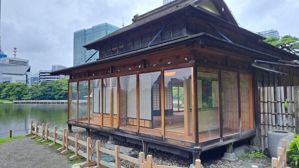 A teahouse with beautiful glass doors