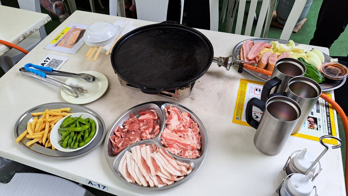 All-you-can-eat meat and all-you-can-drink draft beer.