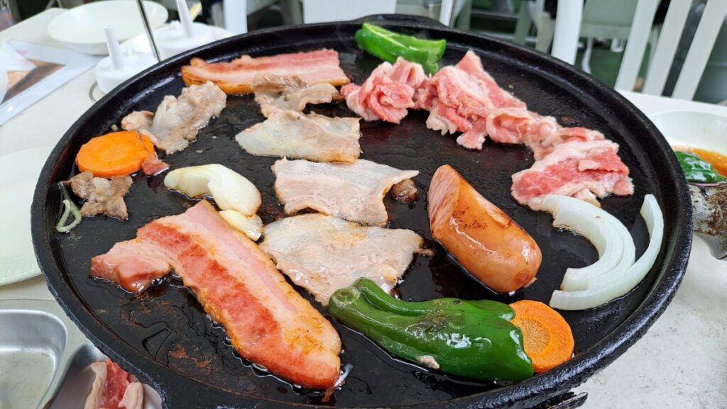 Grilling at a barbecue
